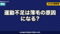 運動不足は薄毛の原因になる？血流・頭皮・AGAの関係と推奨される運動量を医学的に解説【2026年版】