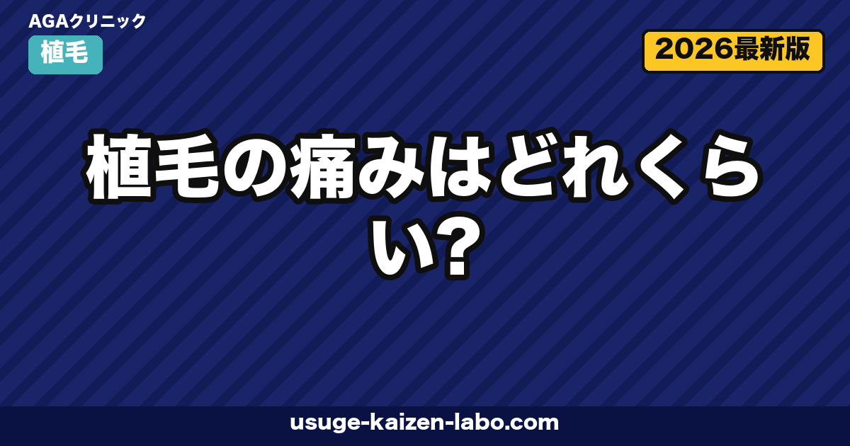 植毛の痛みはどれくらい？術中・術後の痛みと和らげるケアを徹底解説【2026年】