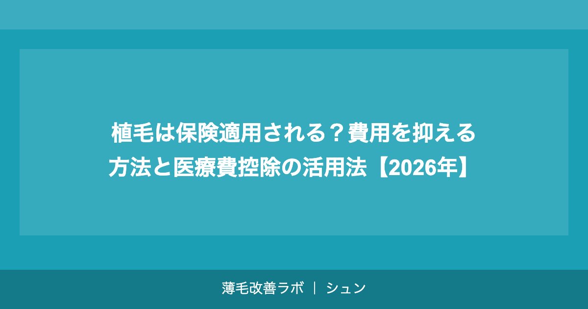 植毛は保険適用される？費用を抑える方法と医療費控除の活用法【2026年】