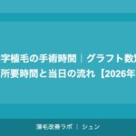 M字植毛の手術時間|グラフト数別の所要時間と当日の流れ【2026年】
