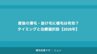 産後の薄毛・抜け毛に植毛は有効？タイミングと治療選択肢【2026年】