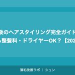 植毛後のヘアスタイリング完全ガイド｜いつから整髪料・ドライヤーOK？【2026年】