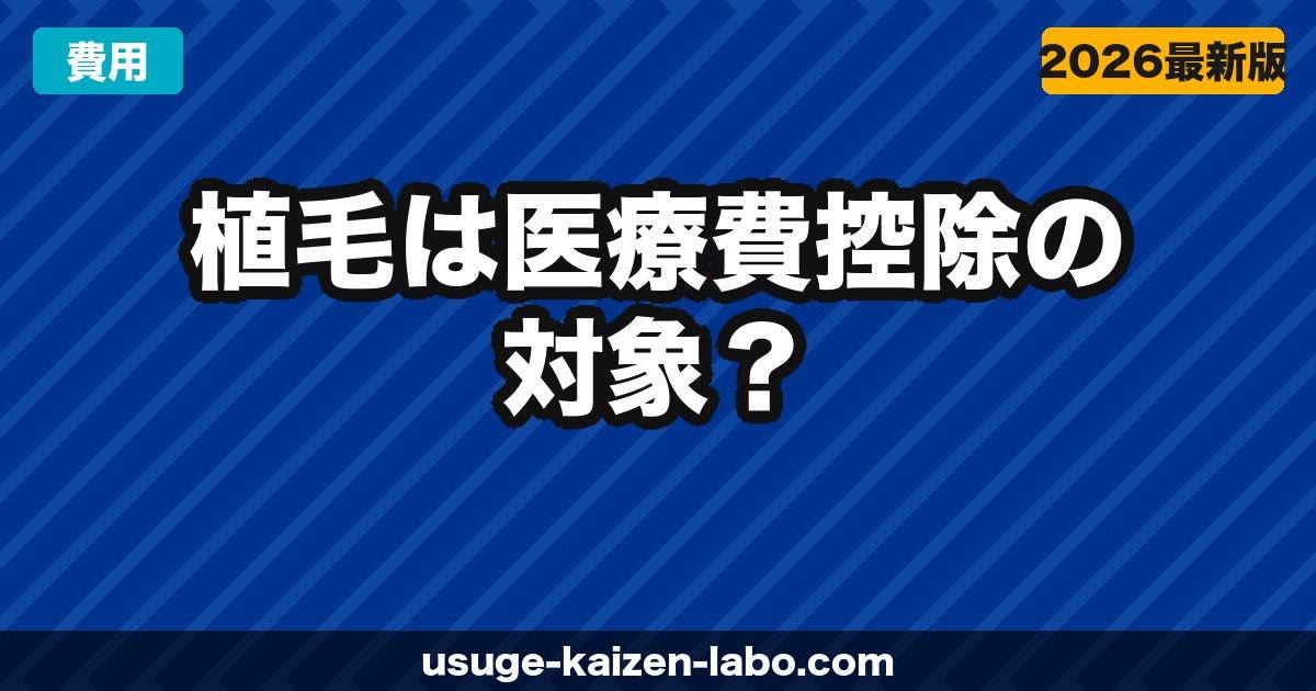 植毛は医療費控除の対象？確定申告での申請方法【2026年版】