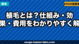 植毛とは？仕組み・効果・費用をわかりやすく解説【2026年最新】