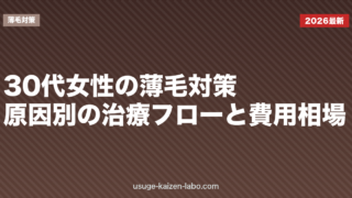 30代女性の薄毛対策|原因別の治療フローと費用相場【2026年最新】