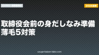 取締役会前の身だしなみ準備｜薄毛5対策【2026年最新版】