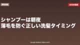 シャンプーは朝？夜？薄毛を防ぐ正しい洗髪タイミング