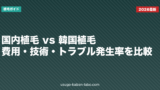 国内植毛 vs 韓国植毛｜費用・技術・トラブル発生率を比較