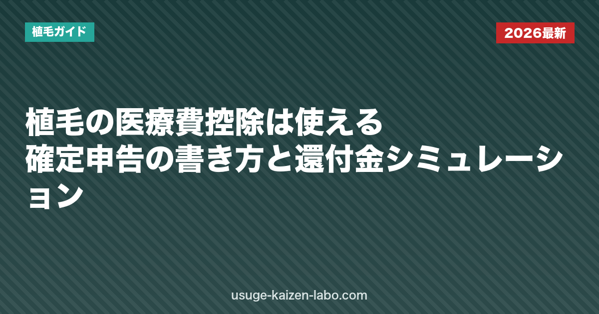 植毛の医療費控除は使える？確定申告の書き方と還付金シミュレーション