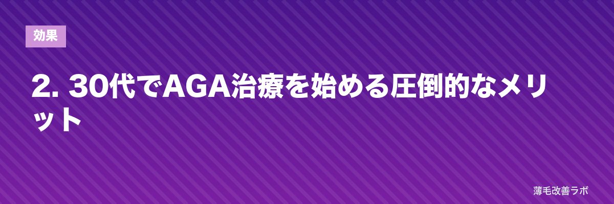 2. 30代でAGA治療を始める圧倒的なメリット | 薄毛改善ラボ