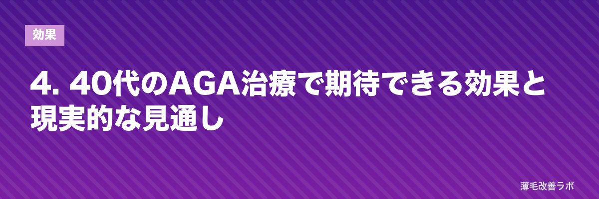 4. 40代のAGA治療で期待できる効果と現実的な見通し | 薄毛改善ラボ