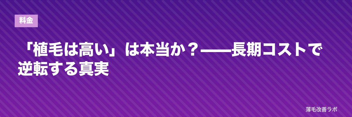 「植毛は高い」は本当か？——長期コストで逆転する真実 | 薄毛改善ラボ