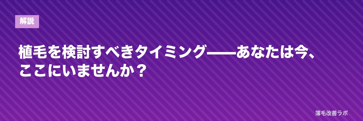 植毛を検討すべきタイミング——あなたは今、ここにいませんか? | 薄毛改善ラボ