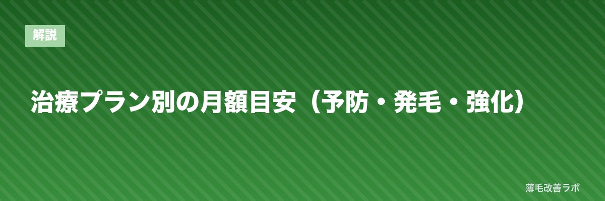 治療プラン別の月額目安（予防・発毛・強化） | 薄毛改善ラボ
