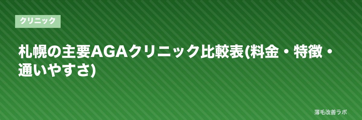 札幌の主要AGAクリニック比較表(料金・特徴・通いやすさ) | 薄毛改善ラボ