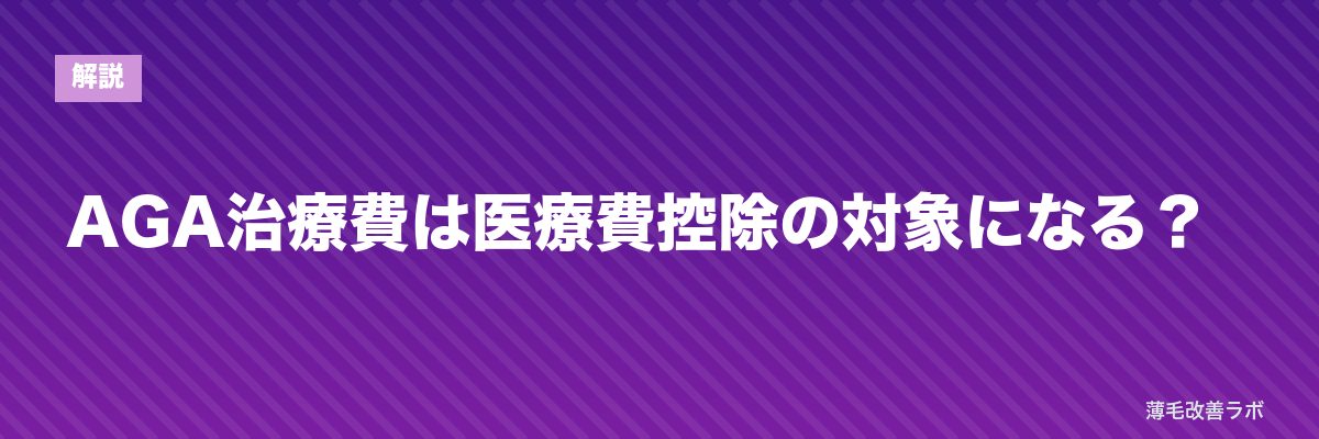 AGA治療費は医療費控除の対象になる? | 薄毛改善ラボ