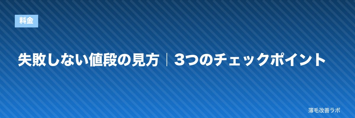 失敗しない値段の見方｜3つのチェックポイント | 薄毛改善ラボ