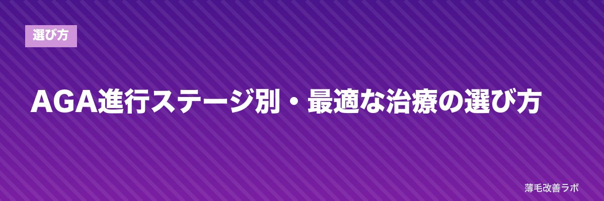 AGA進行ステージ別・最適な治療の選び方 | 薄毛改善ラボ