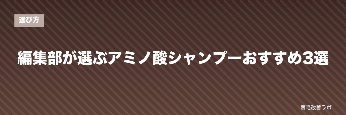 編集部が選ぶアミノ酸シャンプーおすすめ3選 | 薄毛改善ラボ