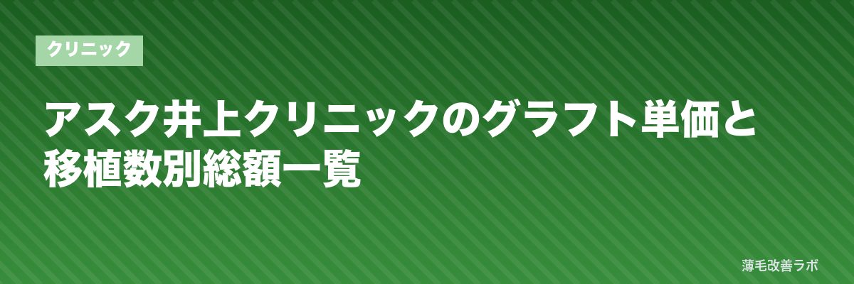 アスク井上クリニックのグラフト単価と移植数別総額一覧 | 薄毛改善ラボ
