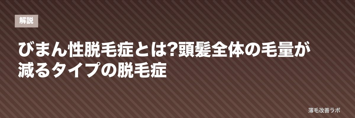 びまん性脱毛症とは?頭髪全体の毛量が減るタイプの脱毛症 | 薄毛改善ラボ