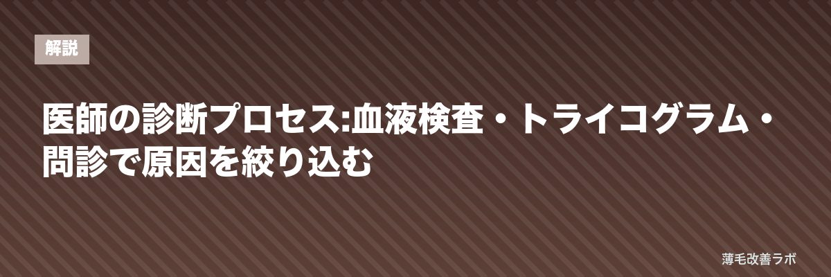 医師の診断プロセス:血液検査・トライコグラム・問診で原因を絞り込む | 薄毛改善ラボ
