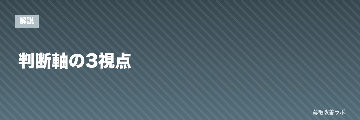 判断軸の3視点 | 薄毛改善ラボ