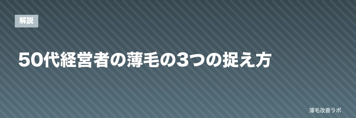 50代経営者の薄毛の3つの捉え方 | 薄毛改善ラボ