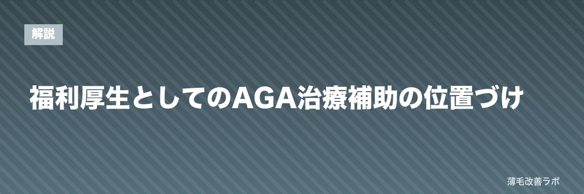 福利厚生としてのAGA治療補助の位置づけ | 薄毛改善ラボ
