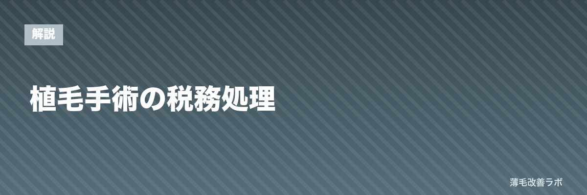 植毛手術の税務処理 | 薄毛改善ラボ