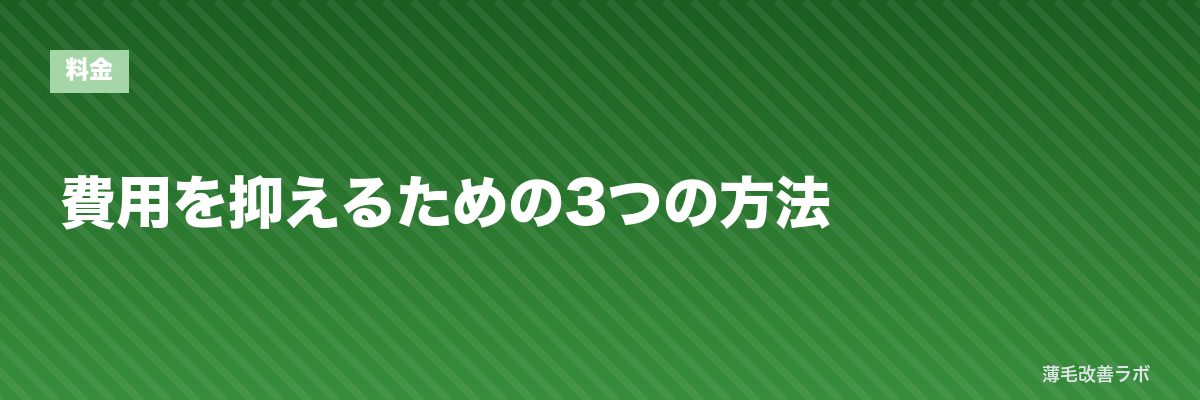 費用を抑えるための3つの方法 | 薄毛改善ラボ