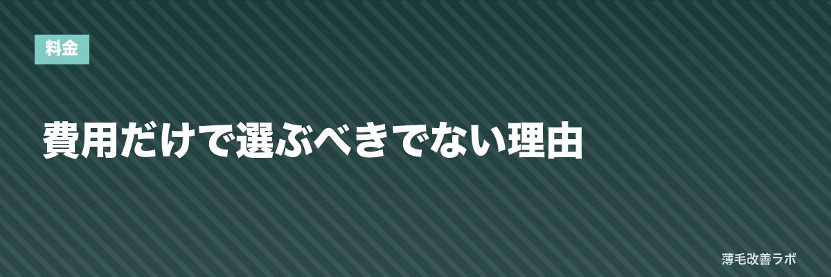 費用だけで選ぶべきでない理由 | 薄毛改善ラボ