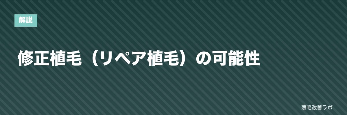 修正植毛(リペア植毛)の可能性 | 薄毛改善ラボ