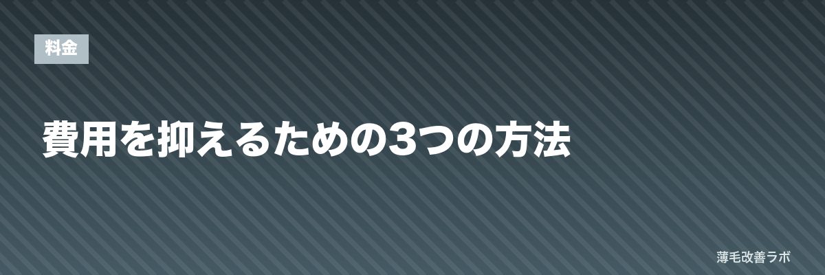 費用を抑えるための3つの方法 | 薄毛改善ラボ