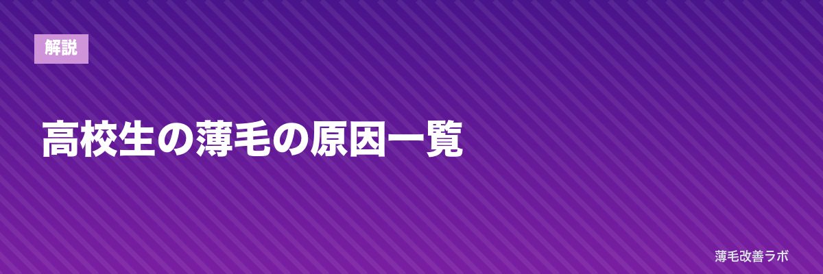 高校生の薄毛の原因一覧 | 薄毛改善ラボ