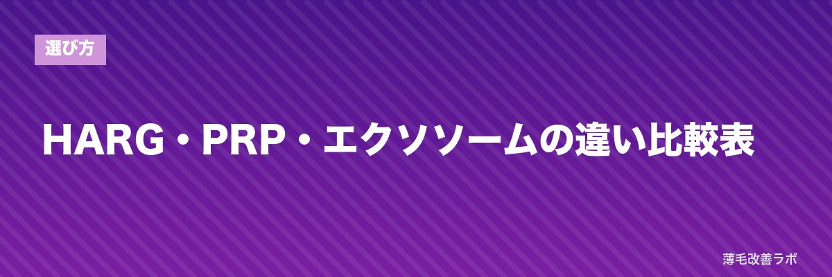 HARG・PRP・エクソソームの違い比較表 | 薄毛改善ラボ