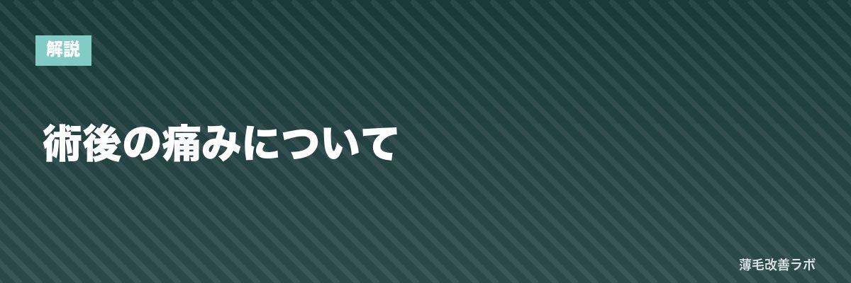 術後の痛みについて | 薄毛改善ラボ