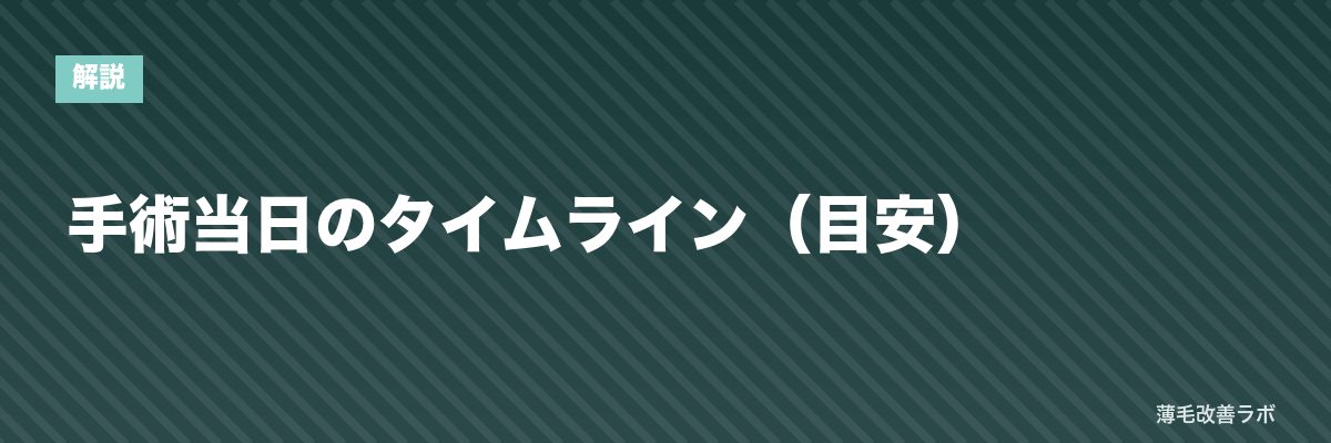 手術当日のタイムライン（目安） | 薄毛改善ラボ