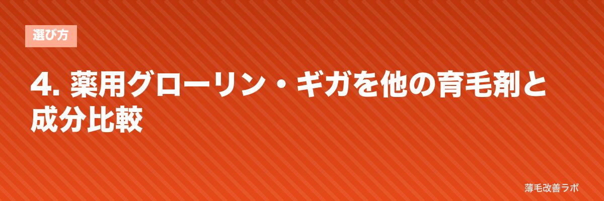 4. 薬用グローリン・ギガを他の育毛剤と成分比較 | 薄毛改善ラボ