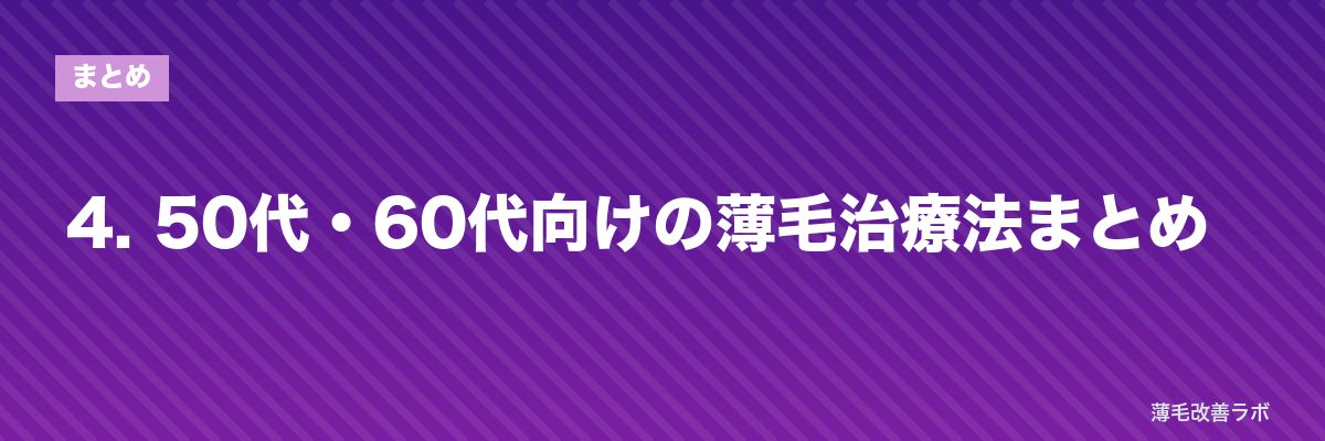 4. 50代・60代向けの薄毛治療法まとめ | 薄毛改善ラボ