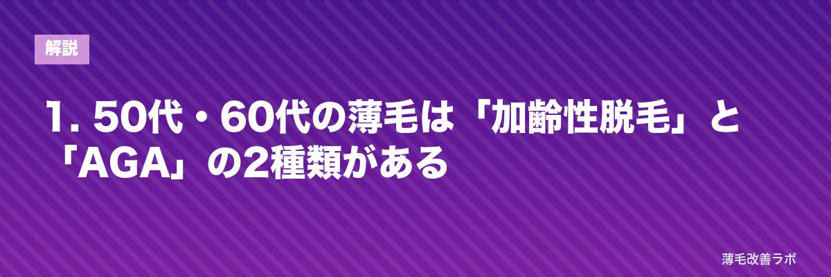 1. 50代・60代の薄毛は「加齢性脱毛」と「AGA」の2種類がある | 薄毛改善ラボ