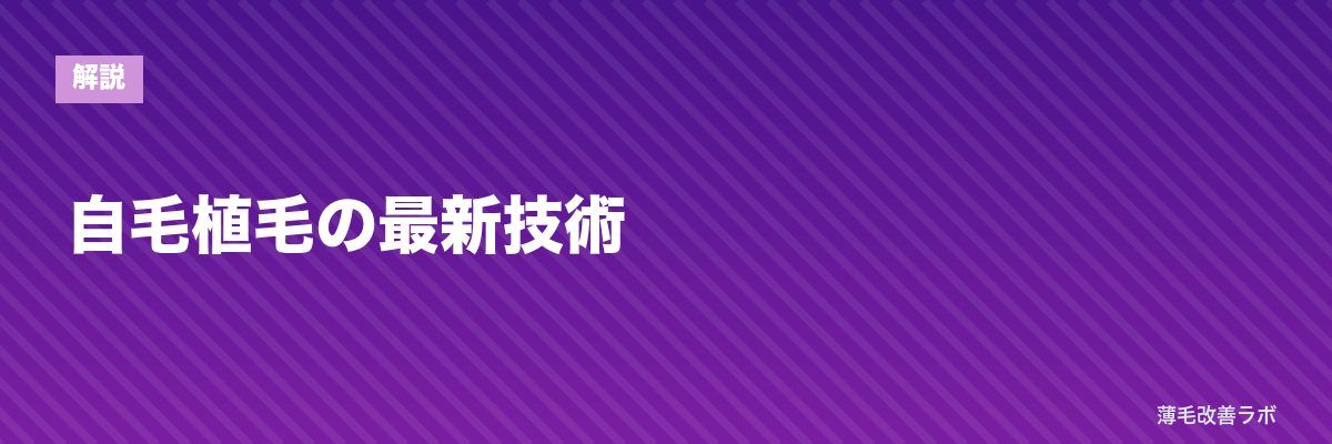 自毛植毛の最新技術 | 薄毛改善ラボ