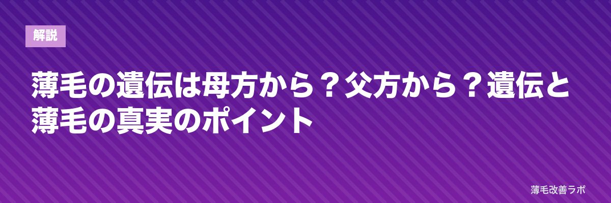 薄毛の遺伝は母方から?父方から?遺伝と薄毛の真実のポイント | 薄毛改善ラボ