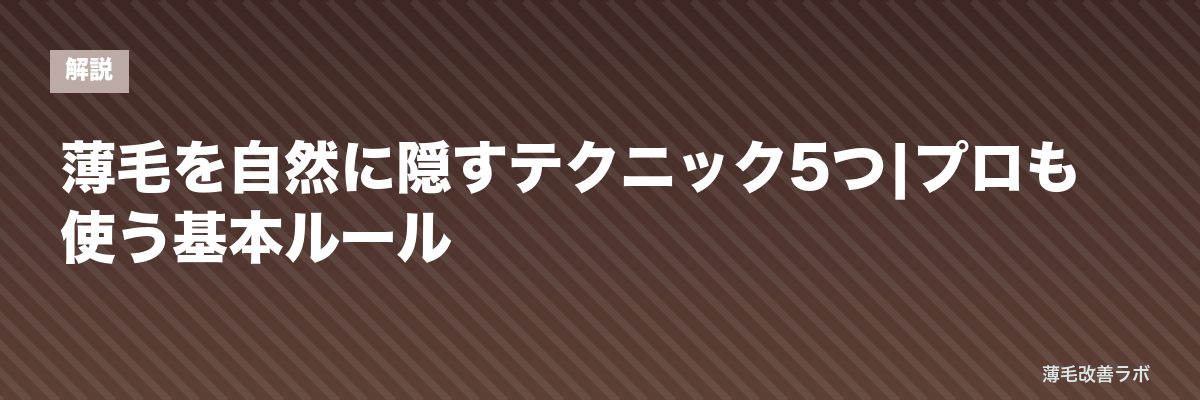薄毛を自然に隠すテクニック5つ|プロも使う基本ルール | 薄毛改善ラボ