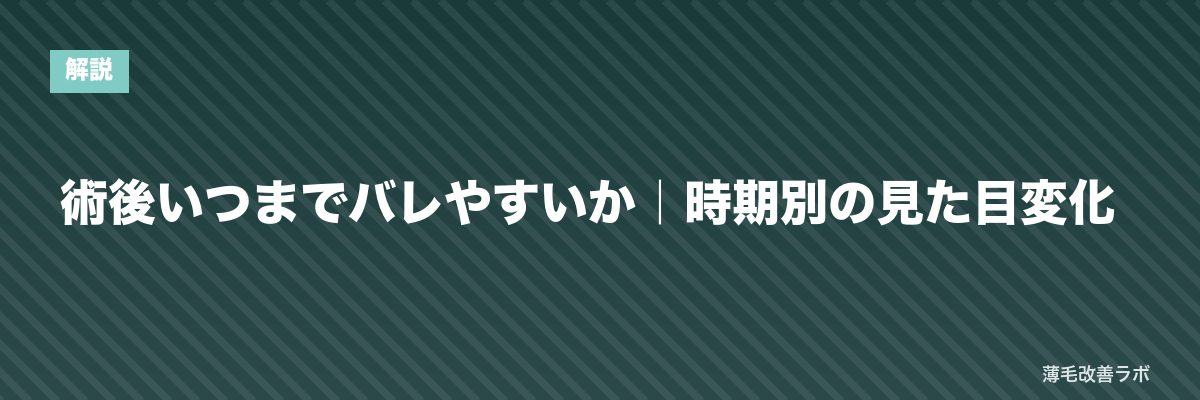 術後いつまでバレやすいか｜時期別の見た目変化 | 薄毛改善ラボ