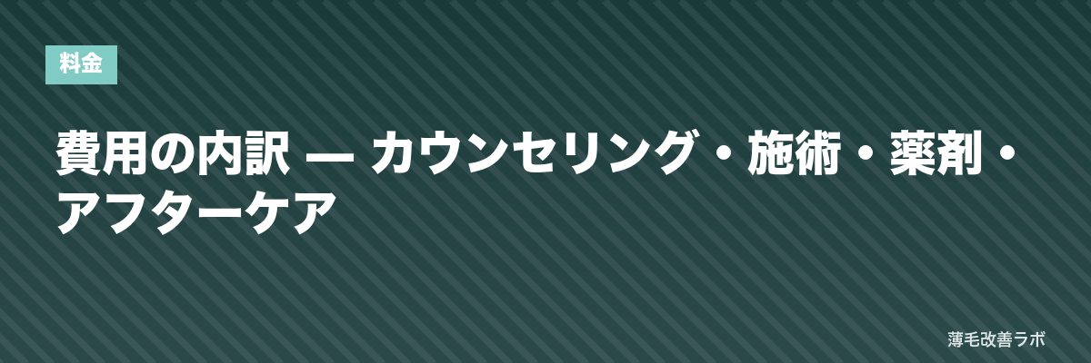 費用の内訳 — カウンセリング・施術・薬剤・アフターケア | 薄毛改善ラボ
