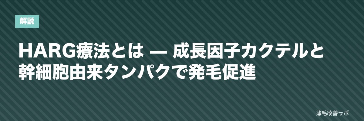 HARG療法とは — 成長因子カクテルと幹細胞由来タンパクで発毛促進 | 薄毛改善ラボ