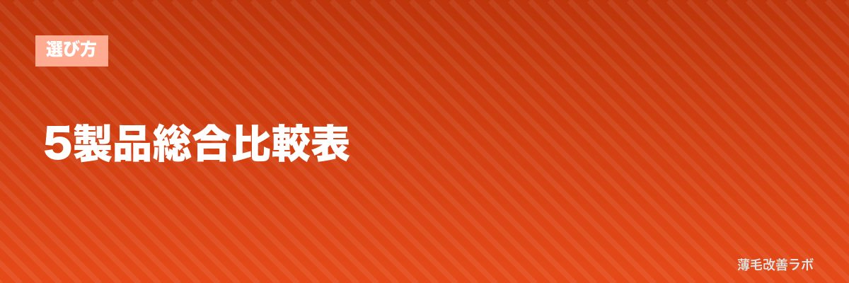 5製品総合比較表 | 薄毛改善ラボ