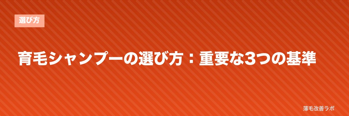 育毛シャンプーの選び方：重要な3つの基準 | 薄毛改善ラボ