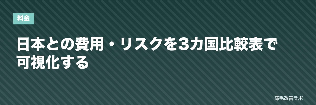 日本との費用・リスクを3カ国比較表で可視化する | 薄毛改善ラボ